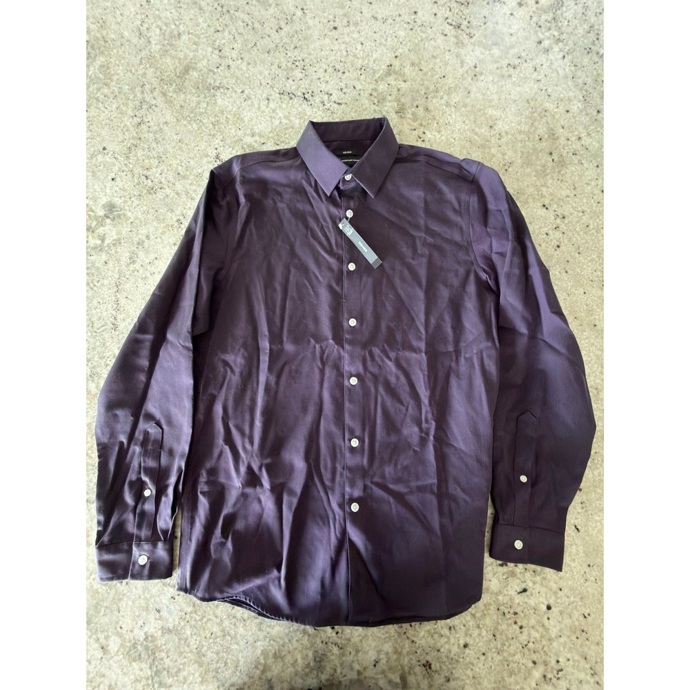 INC International Concepts Non Iron Dress Shirt Purple Cotton Mens M NWT